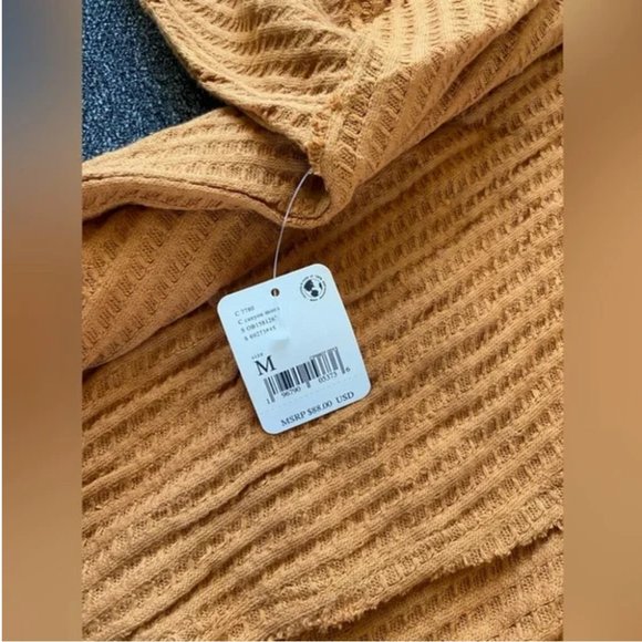 NWT Free People Juicy Long Sleeve Waffle Knit Top in Canyon Moon Color - Picture 5 of 5